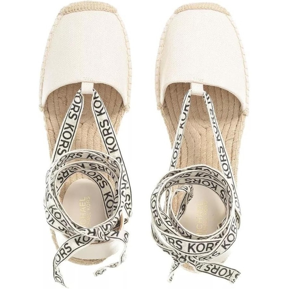 MICHAEL Michael Kors Womens Yara Beige Espadrilles 11M Ankle Straps Shoe Logo - Picture 3 of 7